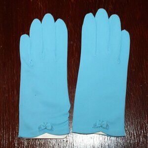 Vintage Stretch Nylon Blue Ladies Dress Gloves
